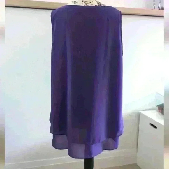 🌴2/$25🌴JOUICA | Women's Purple Sleeveless Chiffon Double Tiered Layered Top - Picture 8 of 8